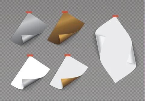 Page curl with shadow on a blank sheet of paper, design element for advertising Stock Illustration