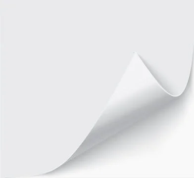 Page curl with shadow on a blank sheet of paper, design element for advertising Illustrazione stock