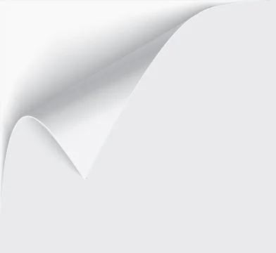 Page curl with shadow on a blank sheet of paper, design element for advertising Stock Illustration