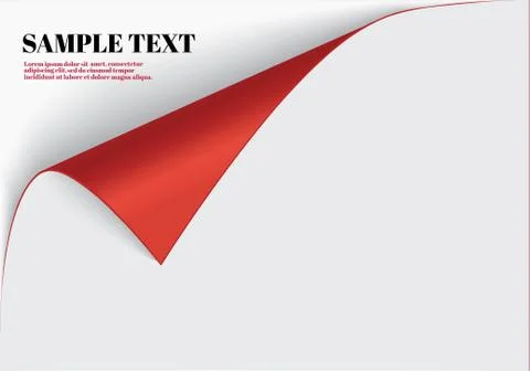 Page curl with shadow on a blank sheet of paper, design element for advertising Stock Illustration