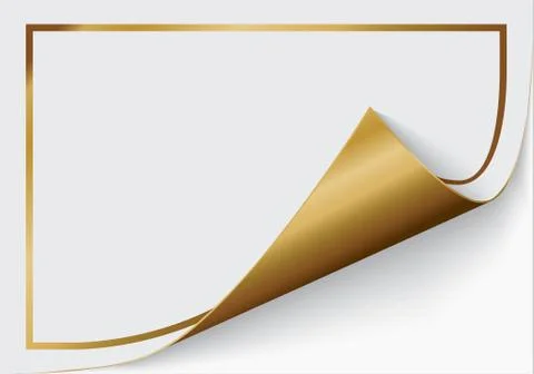 Page curl with shadow on a blank sheet of paper, design element for advertising Stock Illustration