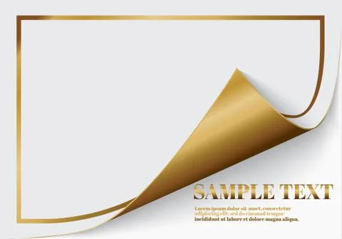 Page curl with shadow on a blank sheet of paper, design element for advertising Stock Illustration