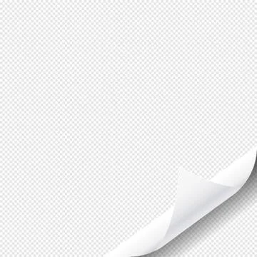 Page curl with shadow on blank sheet of paper. White paper sticker. Element for Stock Illustration