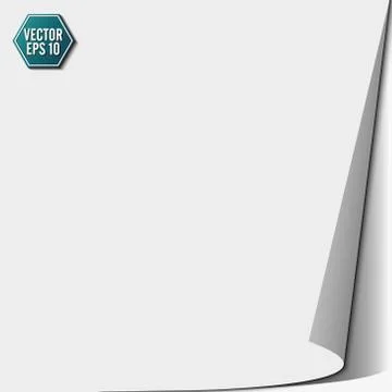 Page curl with shadow on a blank sheet of paper, design element for advertising Stock Illustration