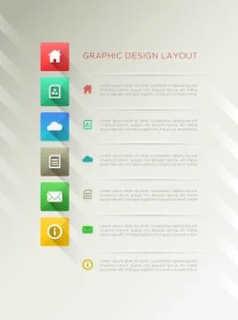Page design layout with flat long shadow icon. Stock Illustration