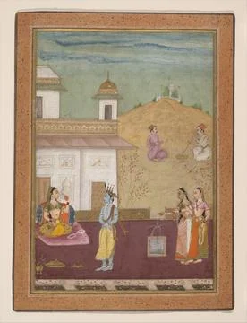 Page from a Dispersed Rasikapriya (Lover's Breviary) 1685 Nuruddin Within a.. Stock Photos