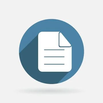 Page of the document. circle blue icon with shadow. Stock Illustration