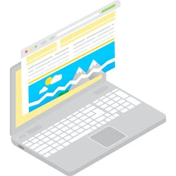 Page error website fail 3d laptop computer icon Stock Illustration