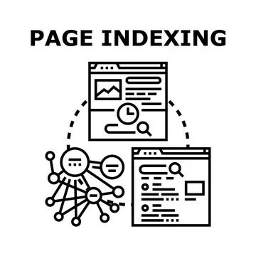 Page indexing process with searching and web database Stock Illustration