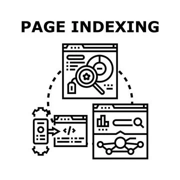Page indexing process for website search optimization Stock Illustration