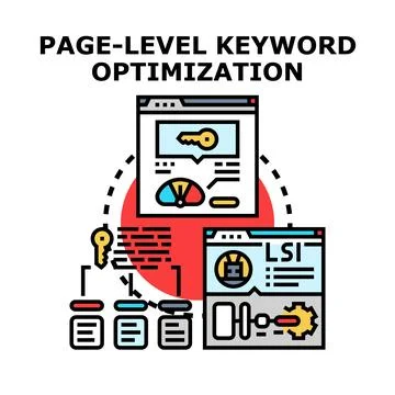 Page level keyword optimization strategy creating content Stock Illustration