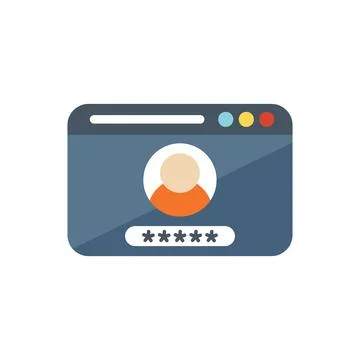 Page log password icon flat vector. Web account Stock Illustration