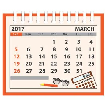 Page of march 2017 Illustrazione stock