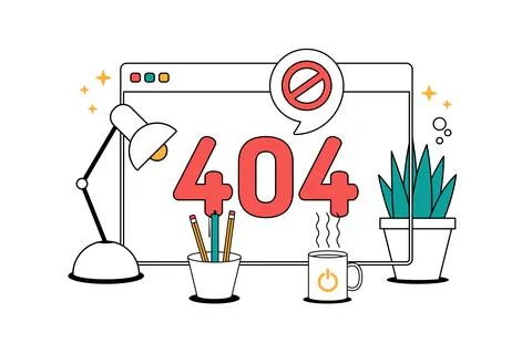 Page not found 404 design. Error Page icon Vector illustration Outline Filled Stock Illustration