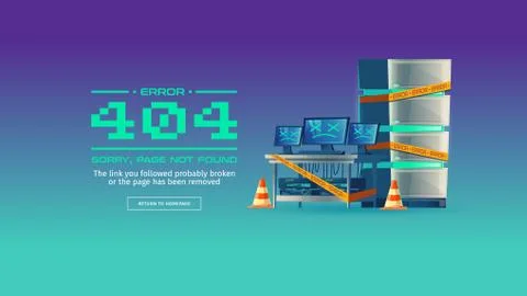 Page not found, 404 error concept banner 스톡 일러스트