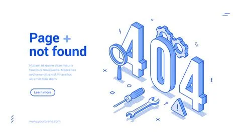Page not found 404 error under construction outline isometric internet bann.. Stock Illustration