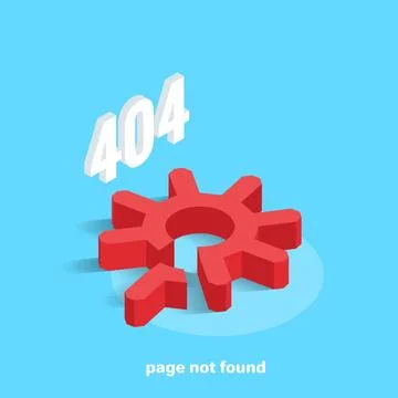 Page not found, broken red gear on a blue background and error 404, isometric 스톡 일러스트
