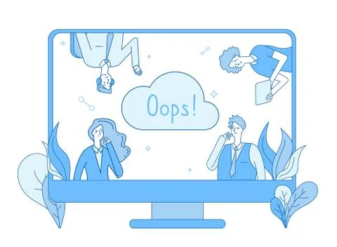 Page not found. Computer network 404 error warning page lost oops mistake Stock Illustration