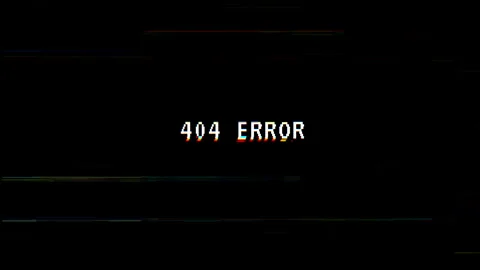 Page not found Error 404 text on black background with distortion lines Stock Footage 313370858