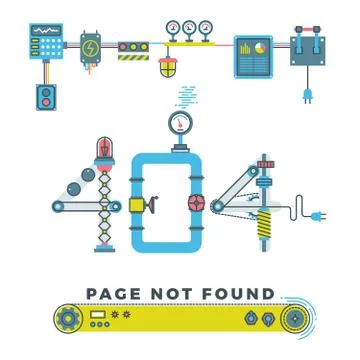 Page not found error 404 vector concept with robots and machinery 스톡 일러스트