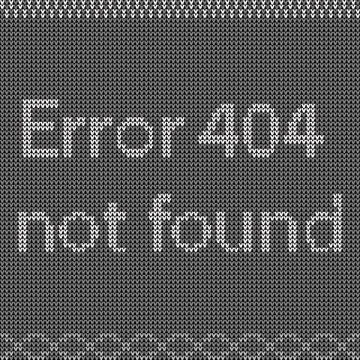 Page not found. Error 404. Sorry, disconnection. Knitting, pullover. Ilustración de archivo