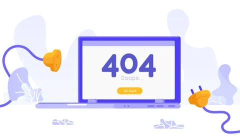 Page not found Error 404. Sorry, page not found. Unplugged electric plug and  Stock-Illustration