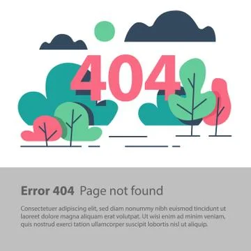 Page not found, error 404, web banner, flat illustration Illustrazione stock