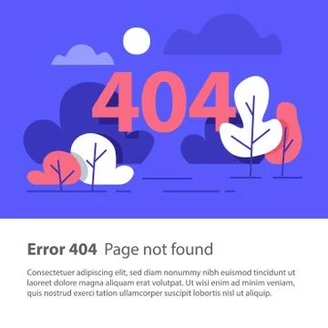 Page not found, error 404, web banner, flat illustration 库存插图