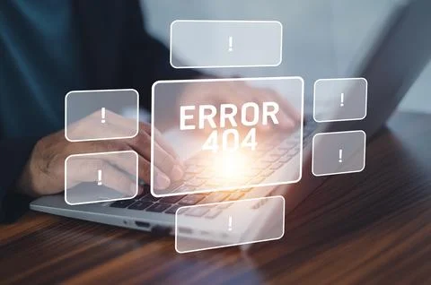 Page not found an Error 404 concept, computer alert information Error 404 t.. Stock Photos