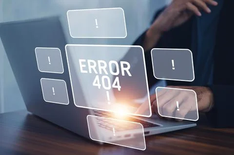 Page not found an Error 404 concept, computer alert information Error 404 t.. Stock Photos