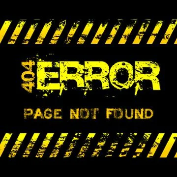 Page not found - error - grunge style yellow caution tapes illustration Stock Illustration