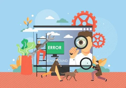 Page not found, system update, website maintenance, vector flat illustration Illustrazione stock