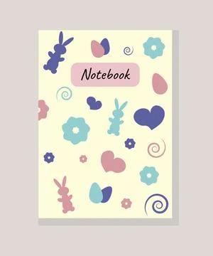 Page notebook Easter covers colorful sketchbook with heart and easter element Stock Illustration