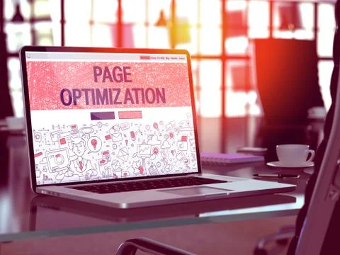 Page Optimization Concept on Laptop Screen Stock Illustration
