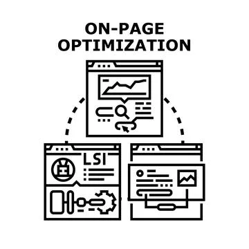 On page optimization process for improving website search ranking Stockillustratie