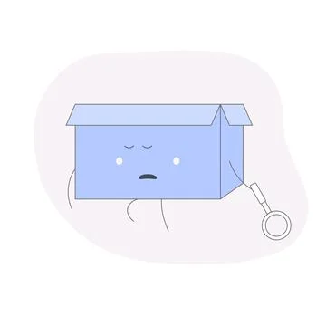 Page or file not found, connection error. A sad box character walks with a Stock Illustration