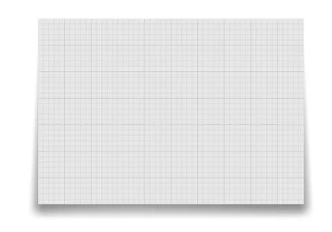 Page of paper with square grid background with shadow for notice Stock Illustration