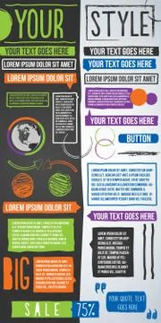 Page publication Design elements, Hand drawn vector sketch. イラスト素材