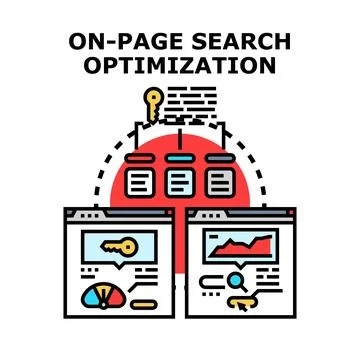On page search optimization for website ranking improvement Stock Illustration