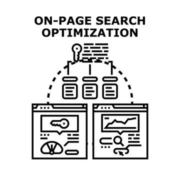 On page search optimization for website ranking improvement Stock Illustration