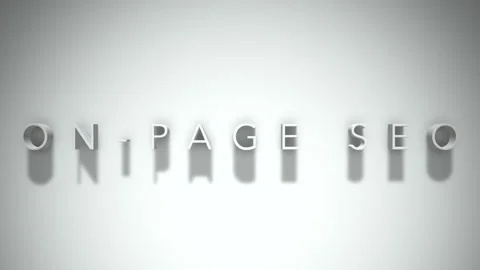 On-page seo 3D title animation with shadows on a white background Stock Footage 297021719