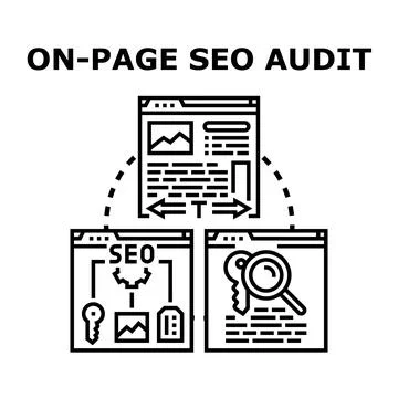On page seo audit for search engine optimization Stock Illustration