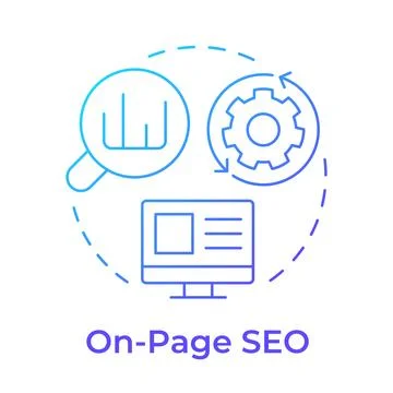 On-page seo blue gradient concept icon Stock Illustration