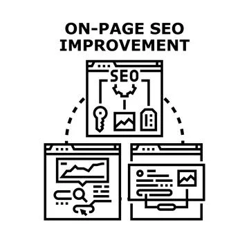 On page seo improvement concept for digital marketing Stock Illustration
