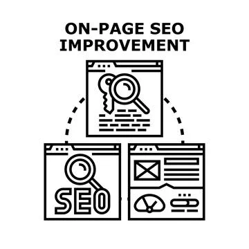 On page seo improvement strategy for digital marketing Stock Illustration