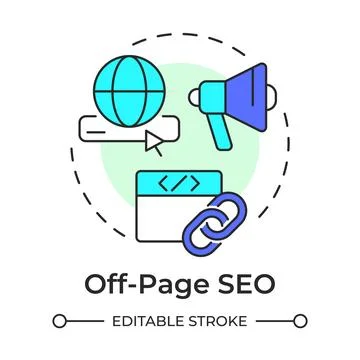 Off-page seo multi color concept icon Stock Illustration
