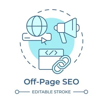 Off-page seo soft blue concept icon Illustrazione stock