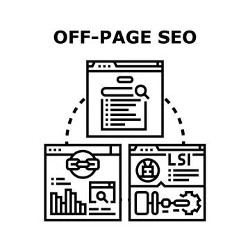 Off page seo strategy developing online search engine ranking through backlin Stock Illustration
