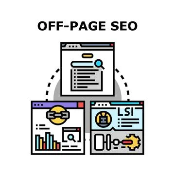 Off page seo strategy developing online search engine ranking through backlin Stock Illustration