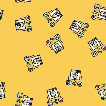 Off page seo vector seamless pattern 스톡 일러스트